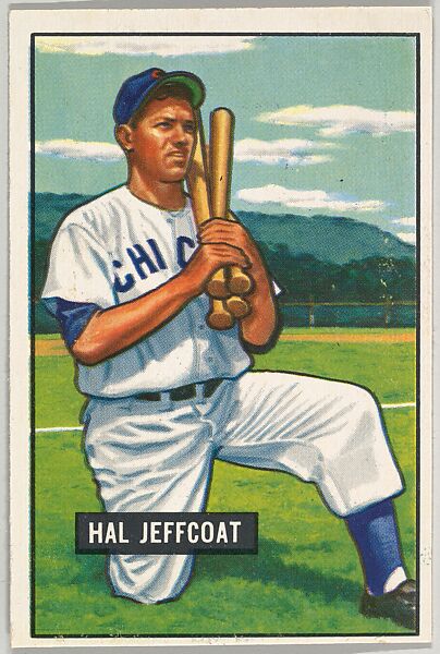 Issued by Bowman Gum Company | Hal Jeffcoat, Outfield, Chicago Cubs ...