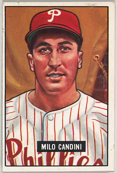 Milo Candini, Pticher, Philadelphia Phillies, from Picture Cards, series 5 (R406-5) issued by Bowman Gum, Issued by Bowman Gum Company, Commercial color lithograph 