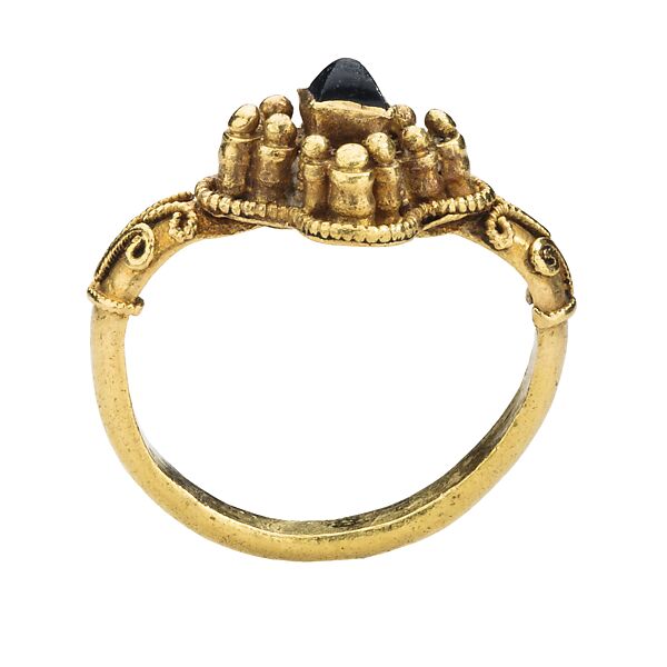 Gothic Bishop's Ring, Gold and sapphire, French 
