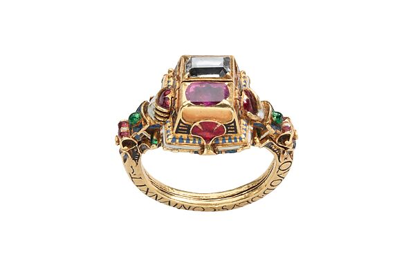 Renaissance Gimmel Ring with Memento Mori, German