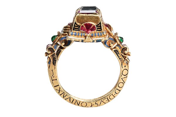 Renaissance Gimmel Ring with Memento Mori, German