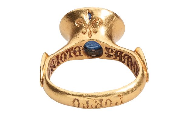 Inscribed Sapphire Ring, Gold, sapphire, Italian
