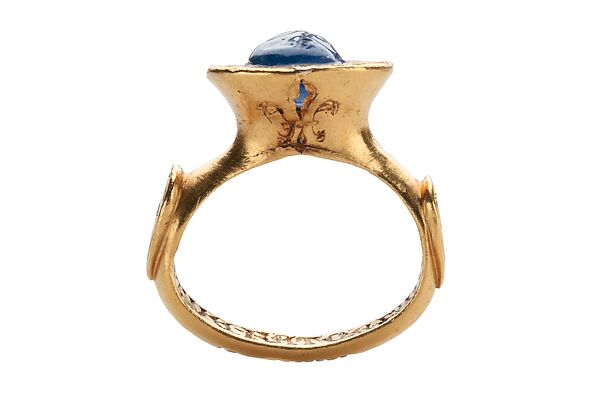 Inscribed Sapphire Ring, Gold, sapphire, Italian