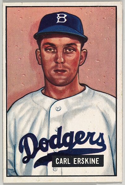 Carl Erskine, Pitcher, Brooklyn Dodgers, from Picture Cards, series 5 (R406-5) issued by Bowman Gum, Issued by Bowman Gum Company, Commercial color lithograph 