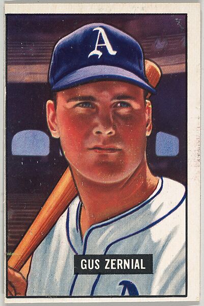 Gus Zernial, Outfield, Philadelphia Athletics, from Picture Cards, series 5 (R406-5) issued by Bowman Gum, Issued by Bowman Gum Company, Commercial color lithograph 