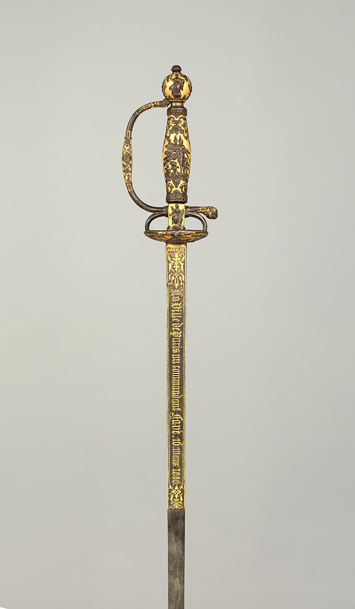 Smallsword Presented by the City of Paris to Commandant Ildefonse Favé (1812–1894), Paul Bled (French, Falaise 1807–1881), Steel, gold, French, Paris 