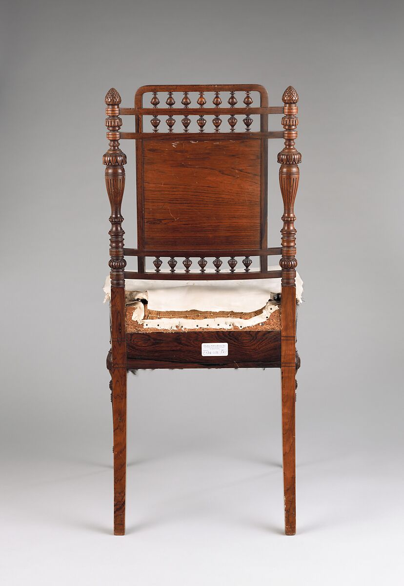 Side chair, Herter Brothers (German, active New York, 1864–1906), Rosewood, brass, mother-of-pearl, and reproduction upholstery, American