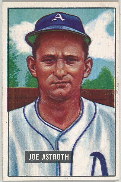 Joe Astroth, Catcher, Philadelphia Athletics, from Picture Cards, series 5 (R406-5) issued by Bowman Gum, Issued by Bowman Gum Company, Commercial color lithograph 