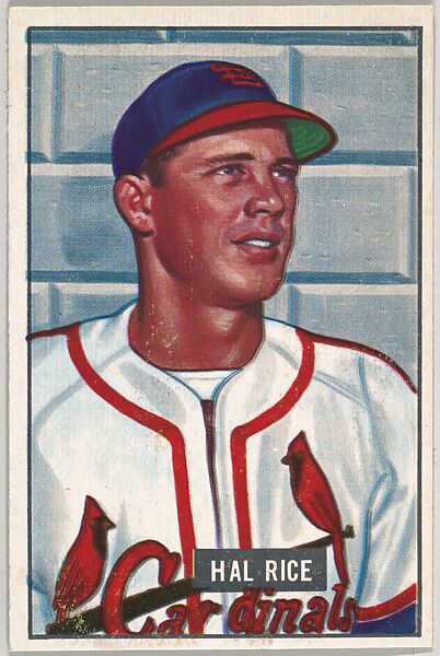 Hal Rice, Outfield, St. Louis Cardinals, from Picture Cards, series 5 (R406-5) issued by Bowman Gum, Issued by Bowman Gum Company, Commercial color lithograph 
