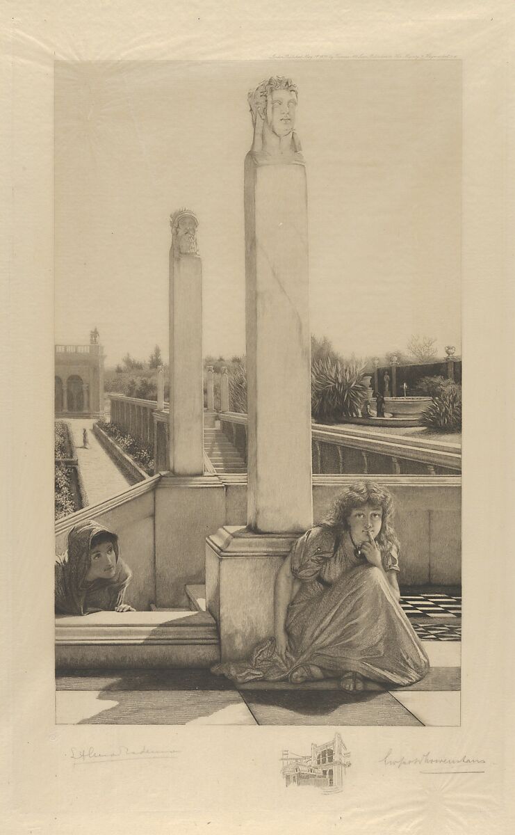 Hide and Seek, After Sir Lawrence Alma-Tadema (British (born The Netherlands), Dronrijp 1836–1912 Wiesbaden), Etching on tissue; remarque proof 