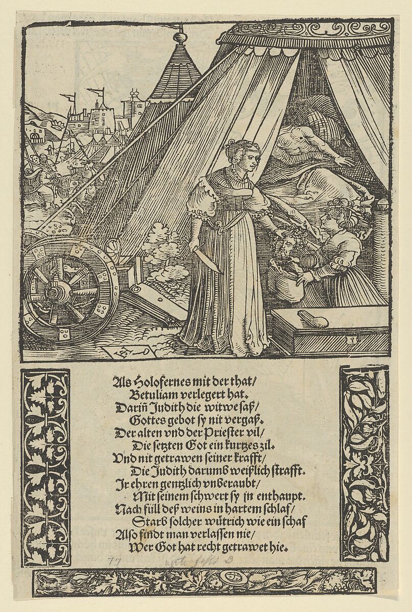 Judith with the Head of Holophernes, from "Das Büchle Memorial", Hans Schäufelein (German, Nuremberg ca. 1480–ca. 1540 Nördlingen), Woodcut 