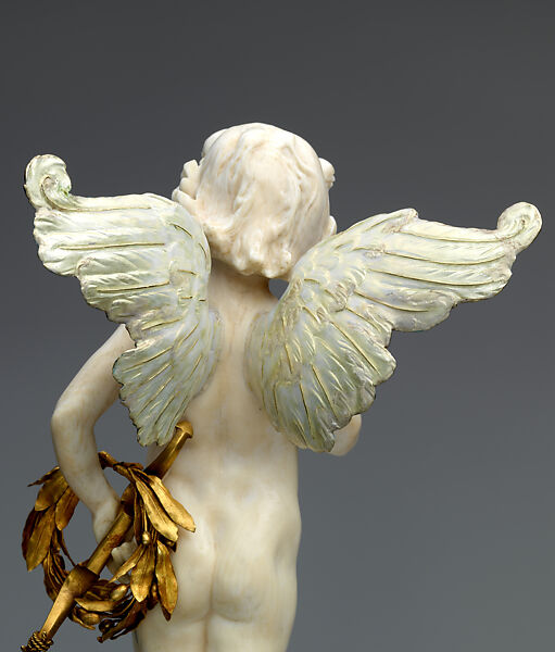 Cupid, Frederick William MacMonnies (American, New York 1863–1937 New York), Ivory, lapis lazuli, marble, bloodstone, bronze, silver alloy, gold, translucent enamels, wood, American
