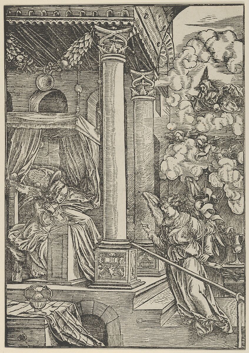 The Annunciation, Hans Schäufelein (German, Nuremberg ca. 1480–ca. 1540 Nördlingen), Woodcut 