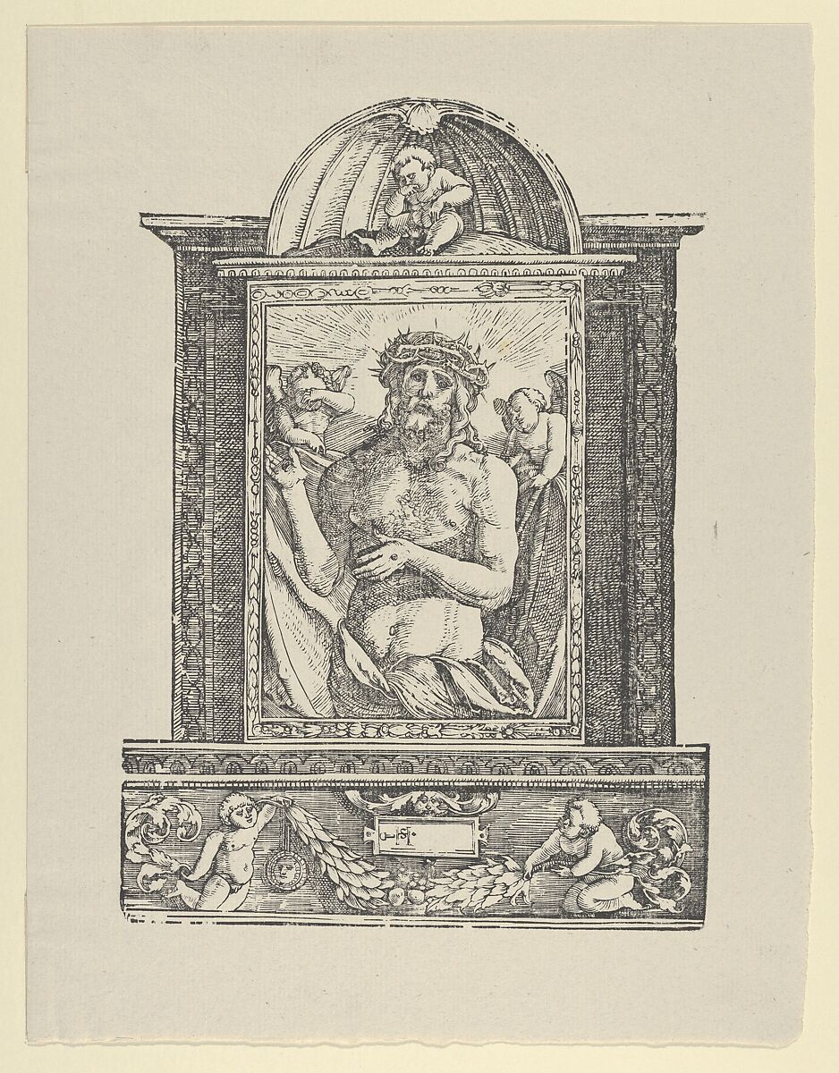 Ecce Homo / Man of Sorrows, Hans Schäufelein (German, Nuremberg ca. 1480–ca. 1540 Nördlingen), Woodcut; Dershau restrike, 1922 