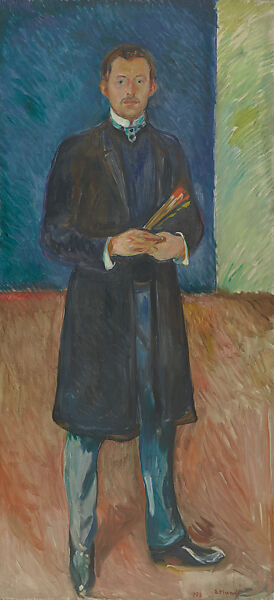 Self Portrait with Brushes, Edvard Munch (Norwegian, Løten 1863–1944 Ekely), Oil on canvas 