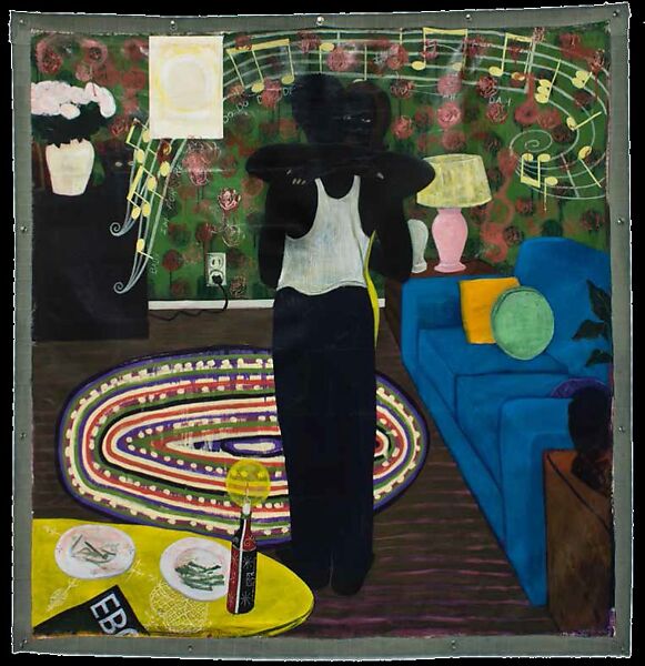Slow Dance, Kerry James Marshall (American, born Birmingham, Alabama, 1955), Acrylic and collage on canvas 