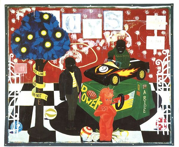 The Lost Boys, Kerry James Marshall (American, born Birmingham, Alabama, 1955), Acrylic and collage on canvas 