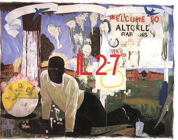 Untitled (Altgeld Gardens), Kerry James Marshall (American, born Birmingham, Alabama, 1955), Acrylic and collage on canvas 