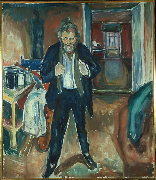 Sleepless Night, Self Portrait in Inner Turmoil, Edvard Munch (Norwegian, Løten 1863–1944 Ekely), Oil on canvas 