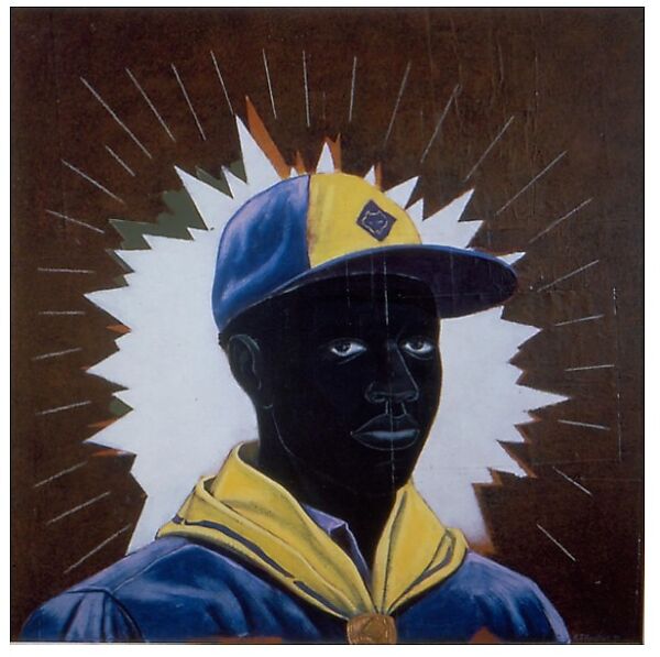 Cub Scout, Kerry James Marshall (American, born Birmingham, Alabama, 1955), Acrylic, collage, and mixed media on board 