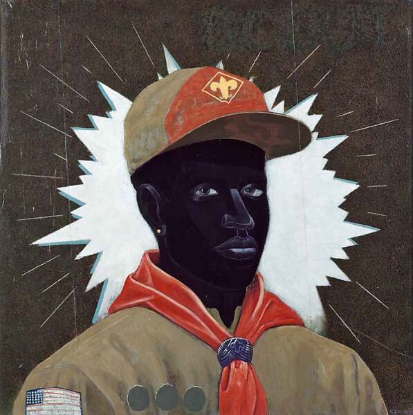 Scout (Boy), Kerry James Marshall (American, born Birmingham, Alabama, 1955), Acrylic, collage, and mixed media on board 
