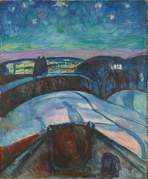 Starry Night, Edvard Munch (Norwegian, Løten 1863–1944 Ekely), Oil on canvas 