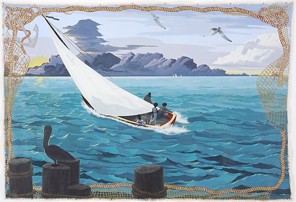 Gulf Stream, Kerry James Marshall (American, born Birmingham, Alabama, 1955), Acrylic and glitter on canvas 