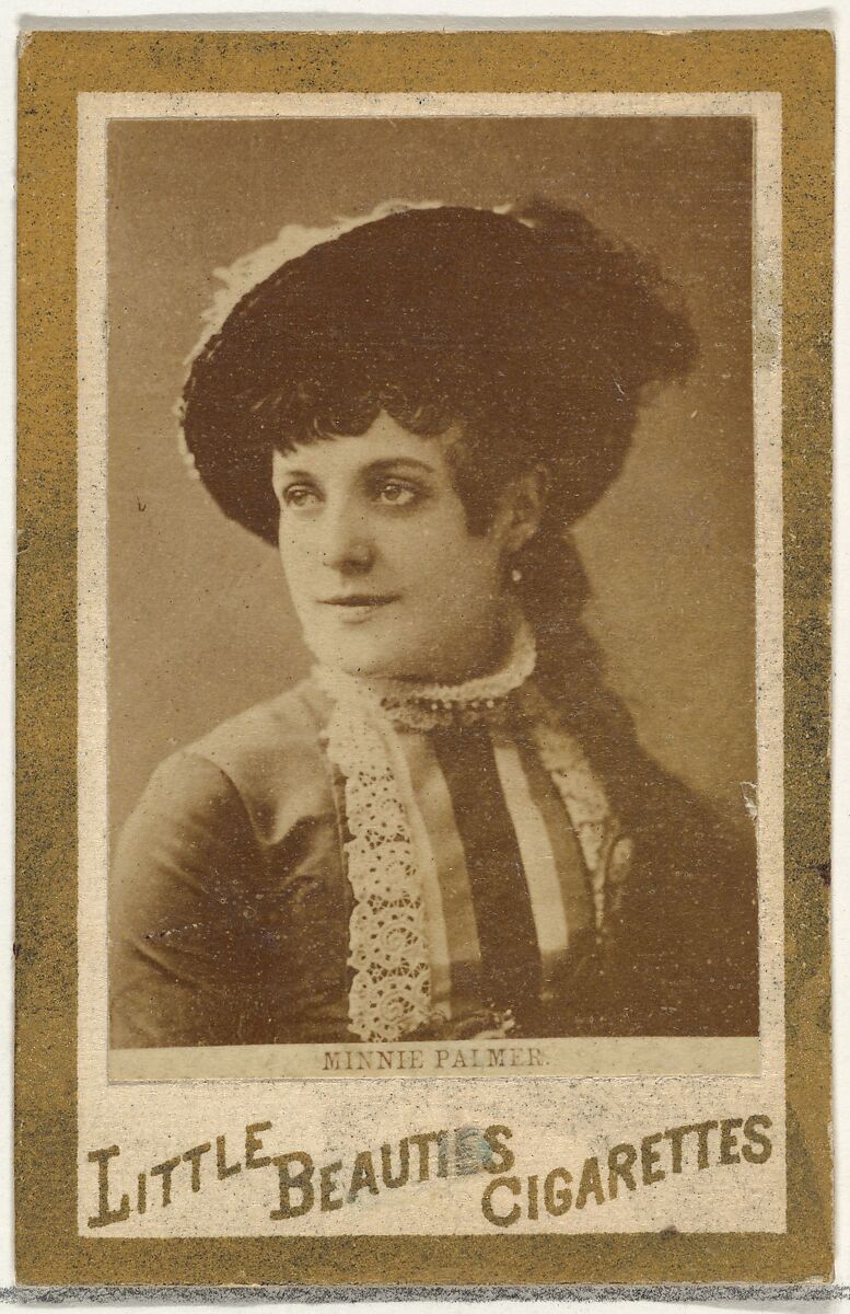 Minnie Palmer (portrait of bust), from the Actresses and Celebrities series (N60, Type 1) promoting Little Beauties Cigarettes for Allen & Ginter brand tobacco products, Issued by Allen &amp; Ginter (American, Richmond, Virginia), Albumen photograph 