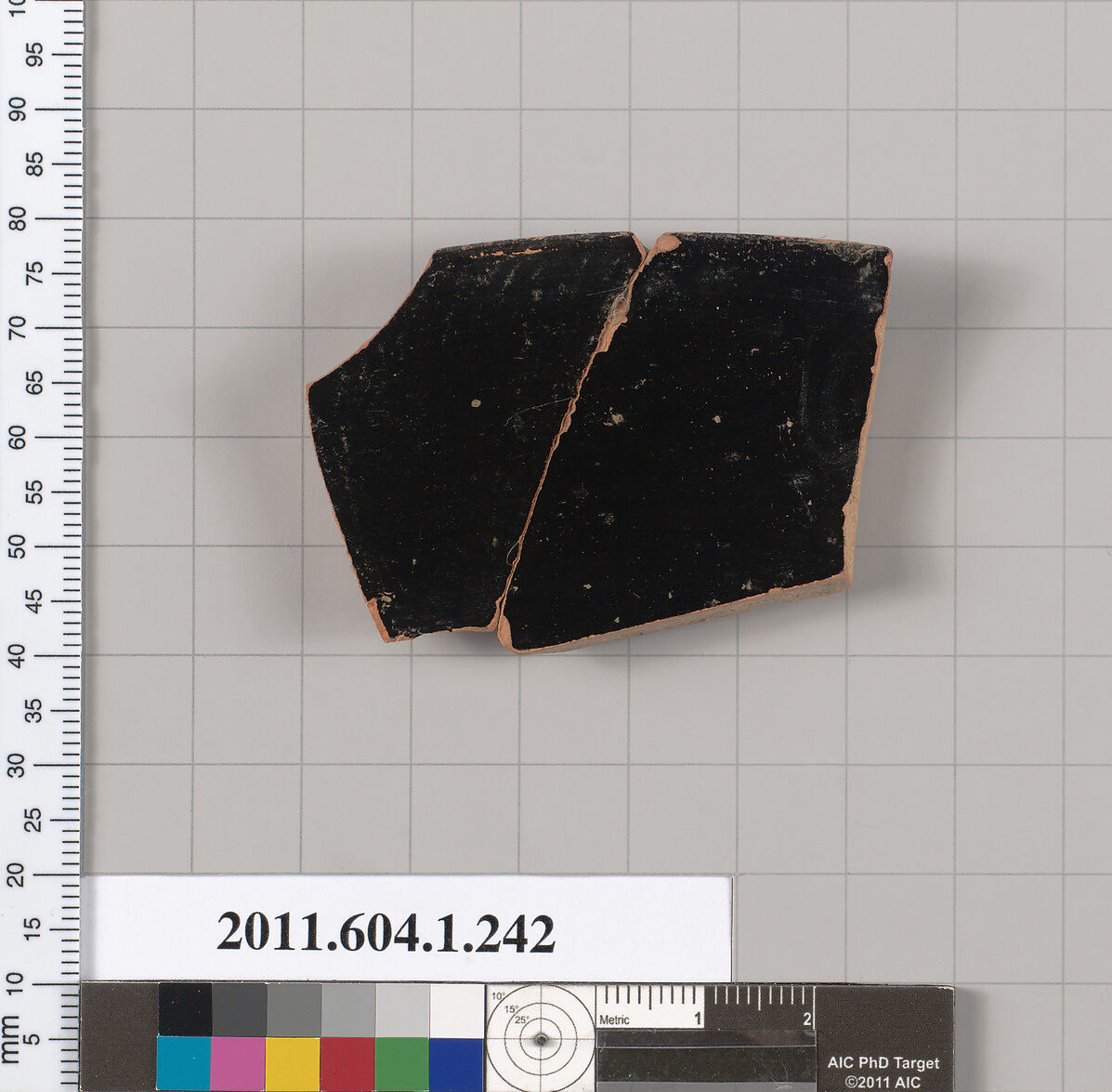Terracotta rim fragment of a kylix (drinking cup), Terracotta, Greek, Attic