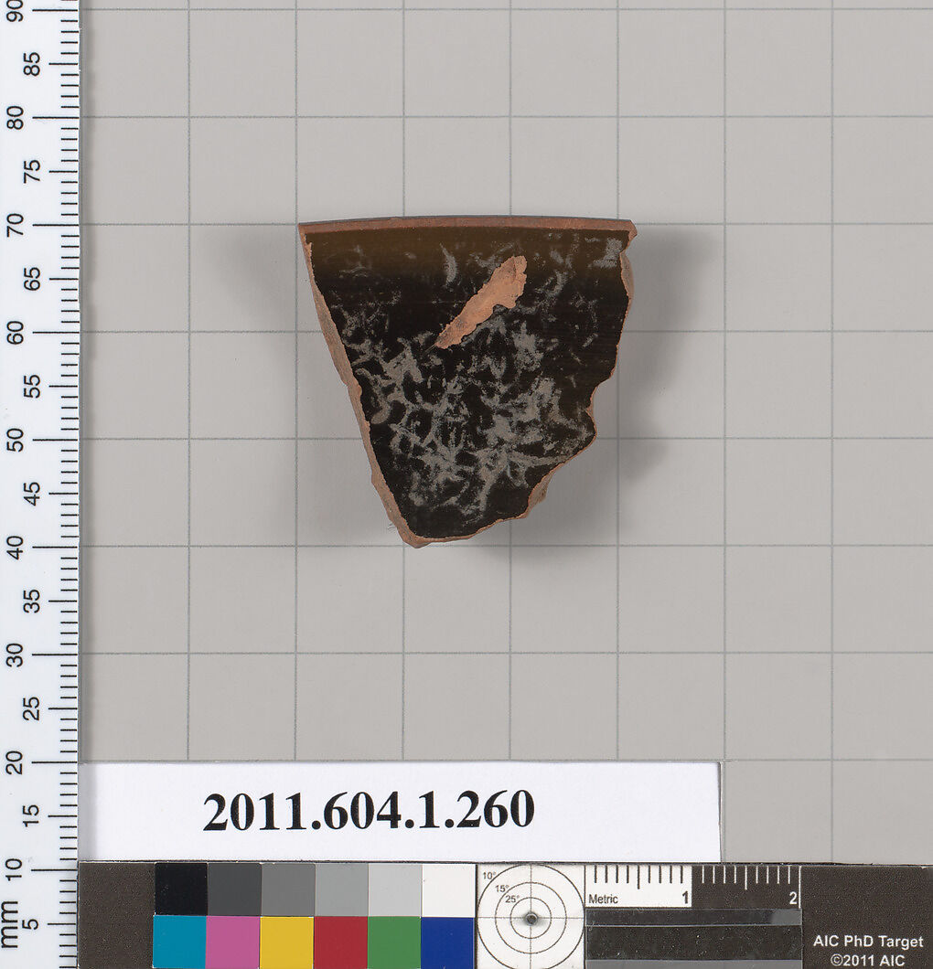 Terracotta rim fragment of a kylix (drinking cup), Terracotta, Greek, Attic