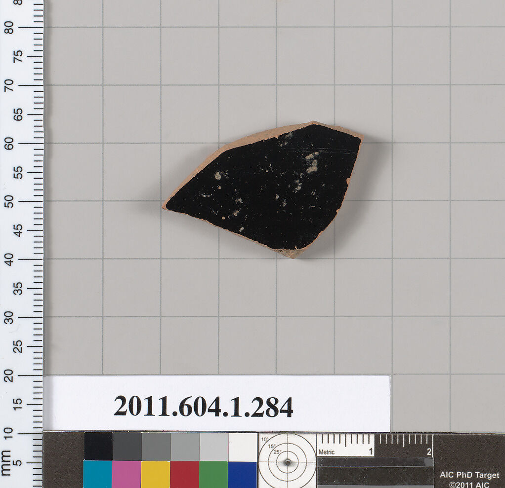 Terracotta fragment of a kylix (drinking cup), Terracotta, Greek, Attic