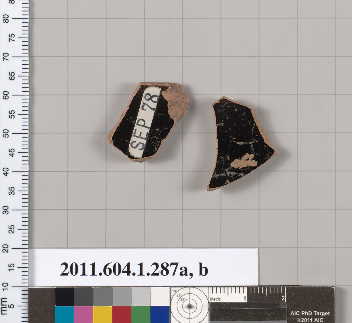 Terracotta fragments of a kylix (drinking cup), Terracotta, Greek, Attic
