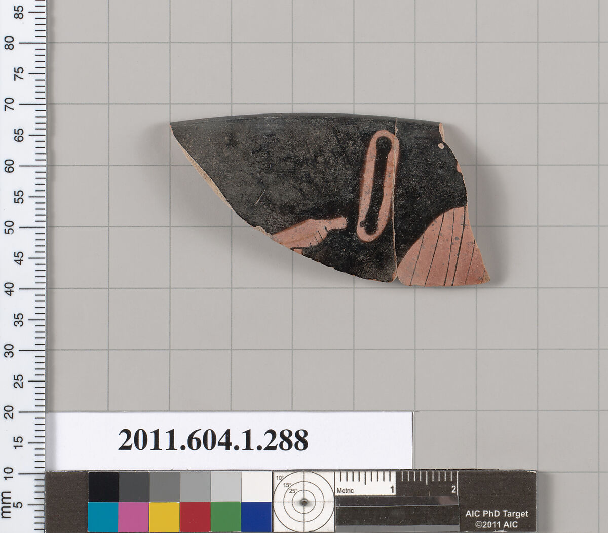Terracotta rim fragment of a kylix (drinking cup), Terracotta, Greek, Attic 
