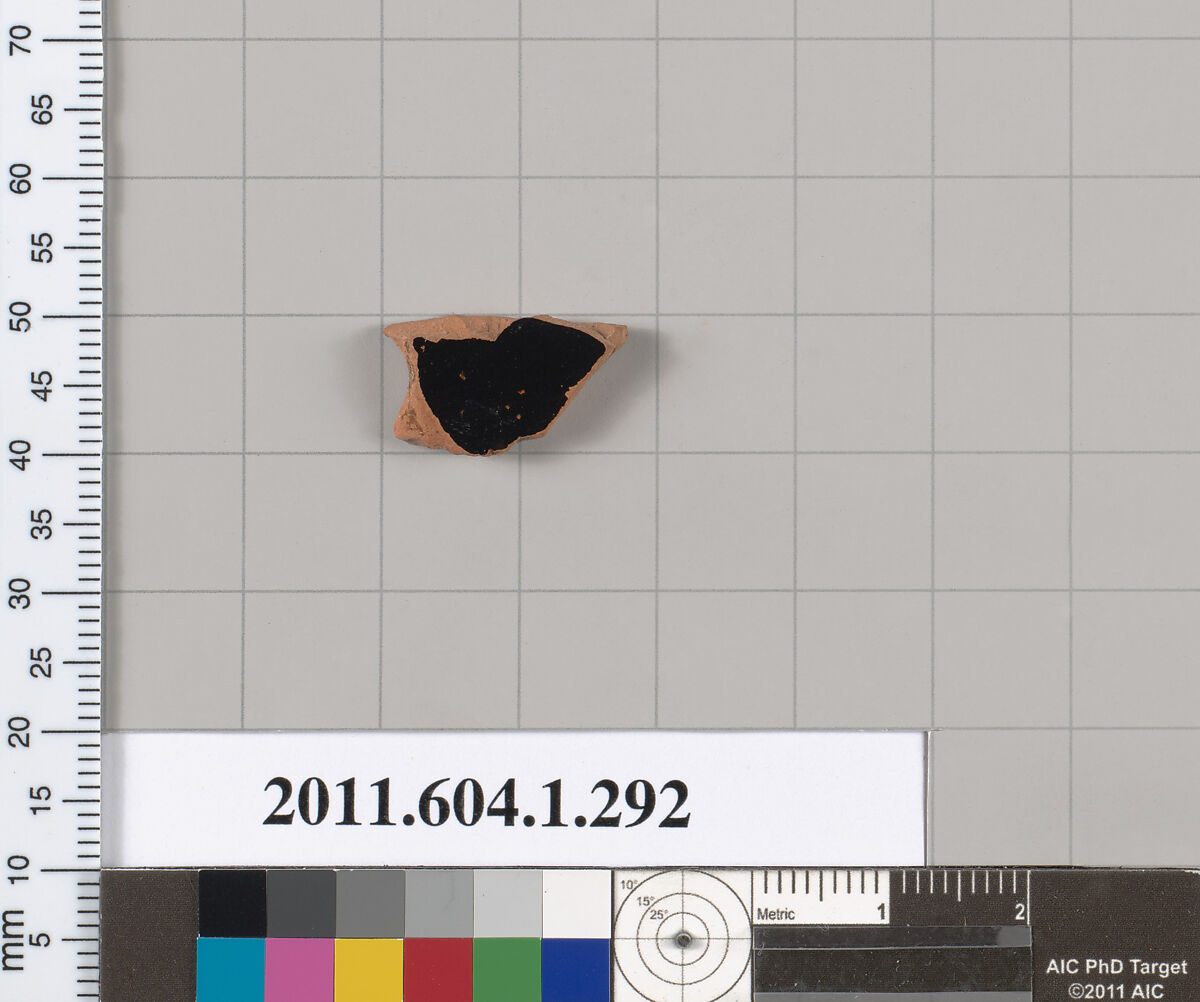 Terracotta fragment of a kylix (drinking cup), Terracotta, Greek, Attic