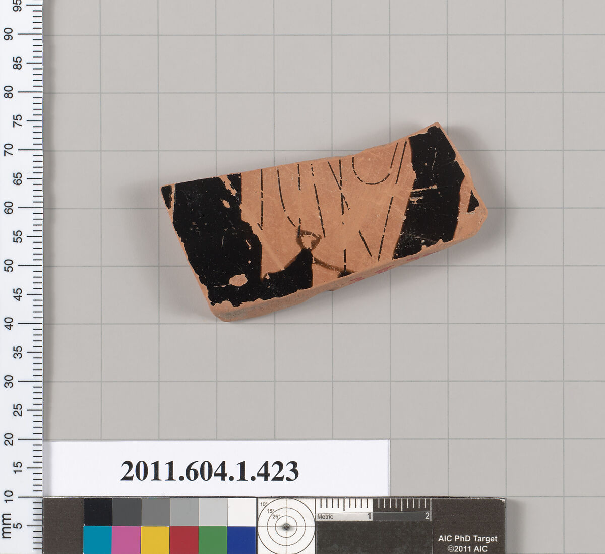 Terracotta fragment of a kylix (drinking cup), Terracotta, Greek, Attic