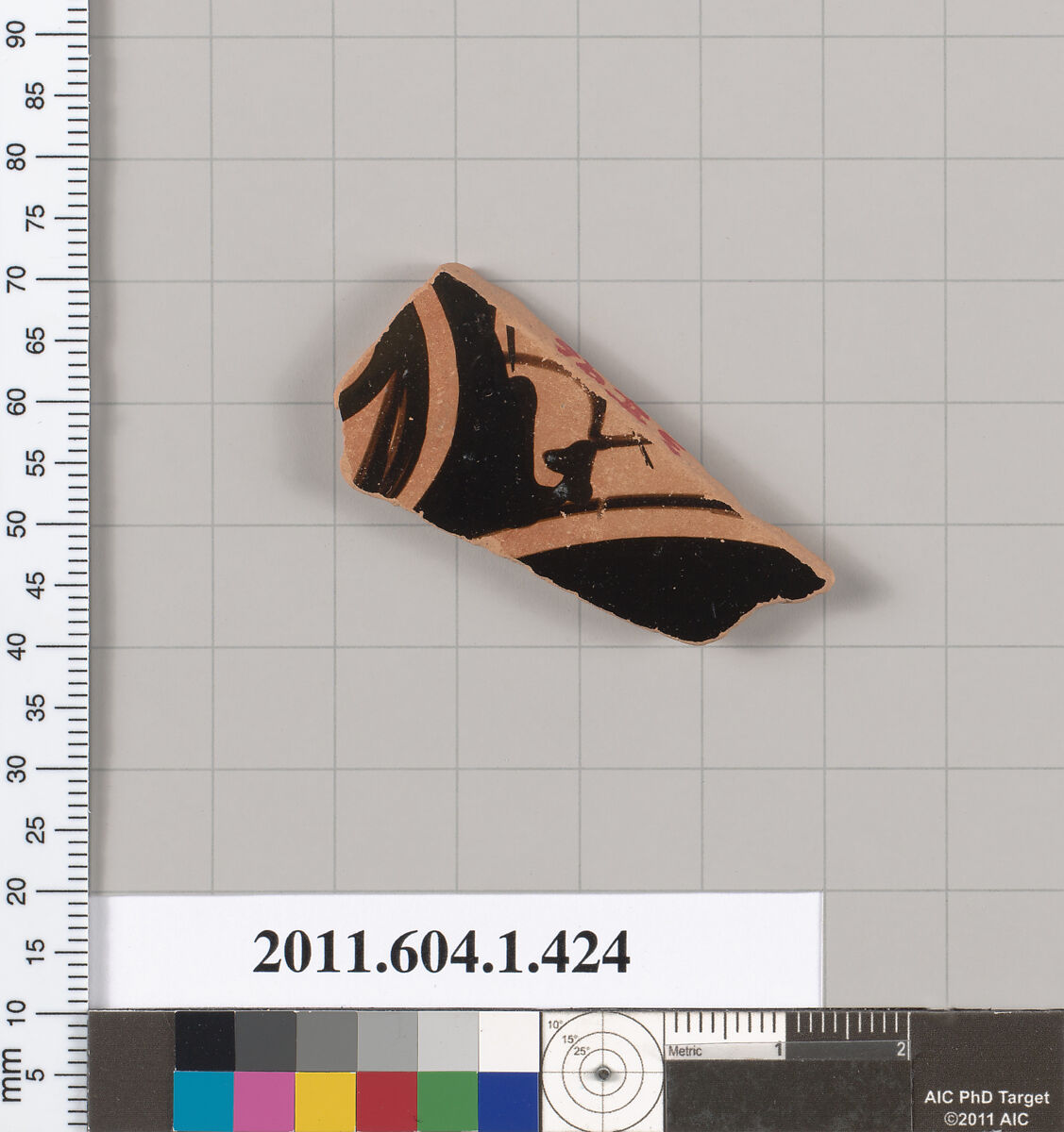 Terracotta fragment of a kylix (drinking cup), Terracotta, Greek, Attic