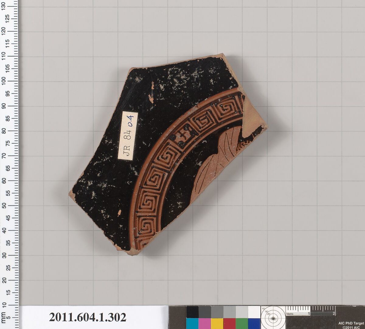 Terracotta fragment of a kylix (drinking cup), Terracotta, Greek, Attic 
