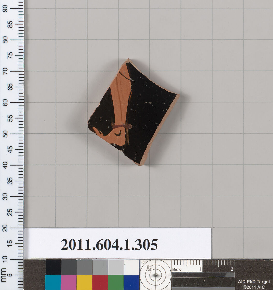 Terracotta fragment of a kylix (drinking cup), Terracotta, Greek, Attic