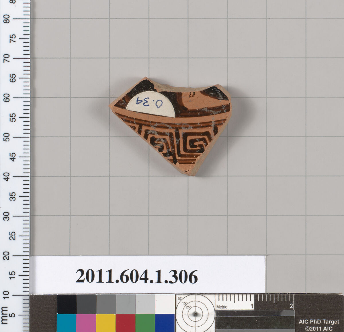 Terracotta fragment of a kylix (drinking cup), Terracotta, Greek, Attic 