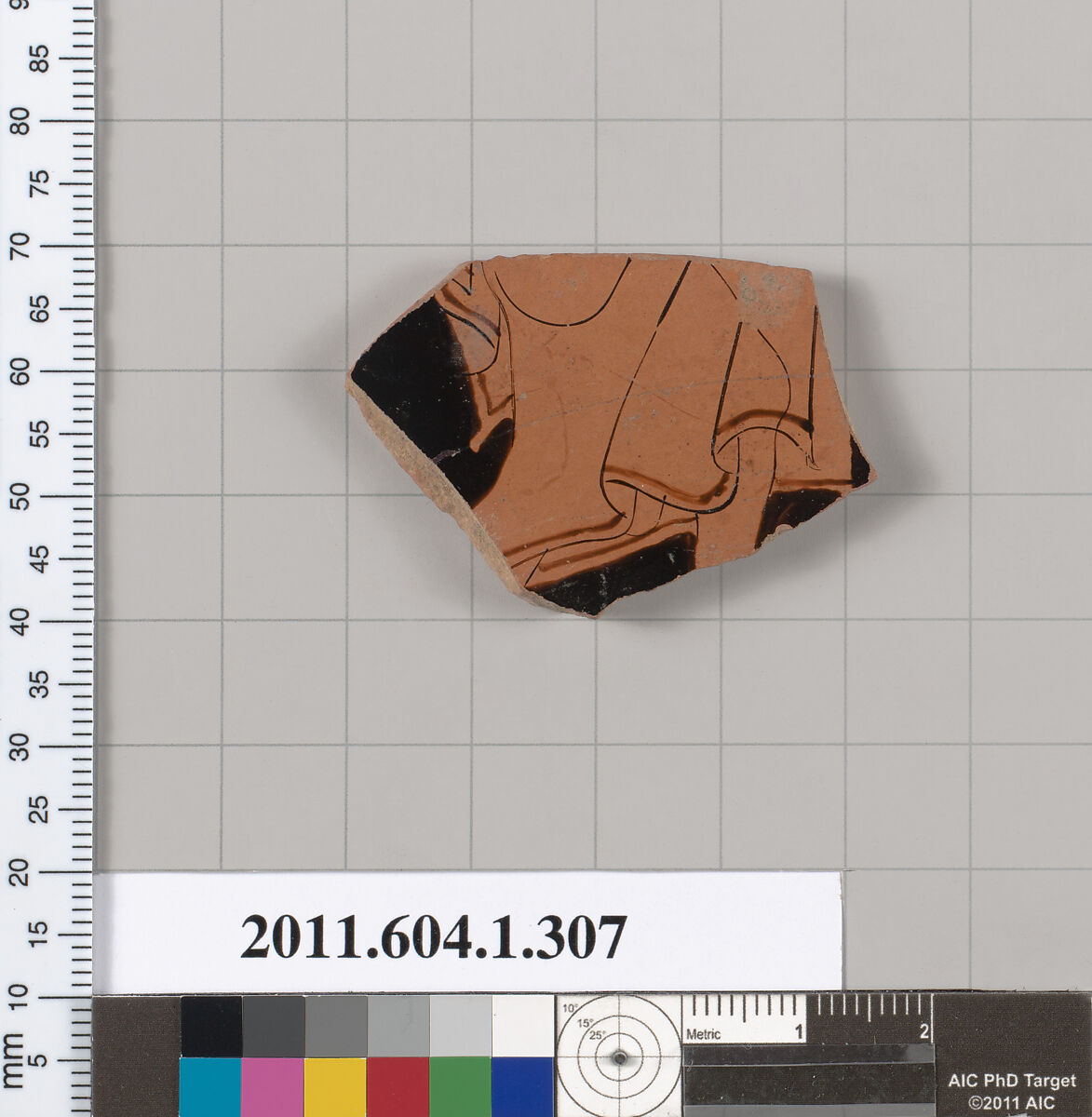 Terracotta fragment of a kylix (drinking cup), Terracotta, Greek, Attic