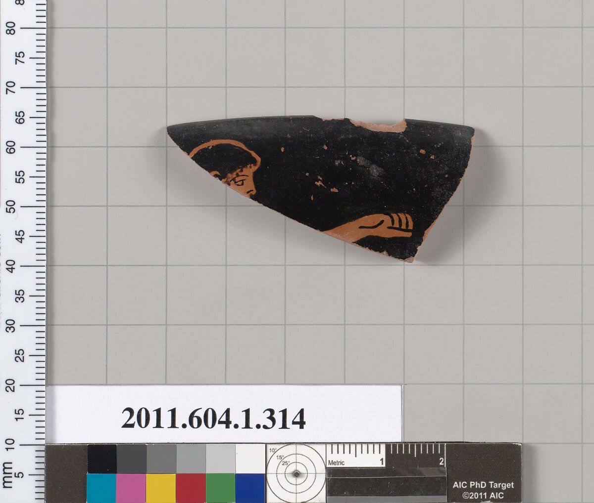 Terracotta rim fragment of a kylix (drinking cup), Terracotta, Greek, Attic