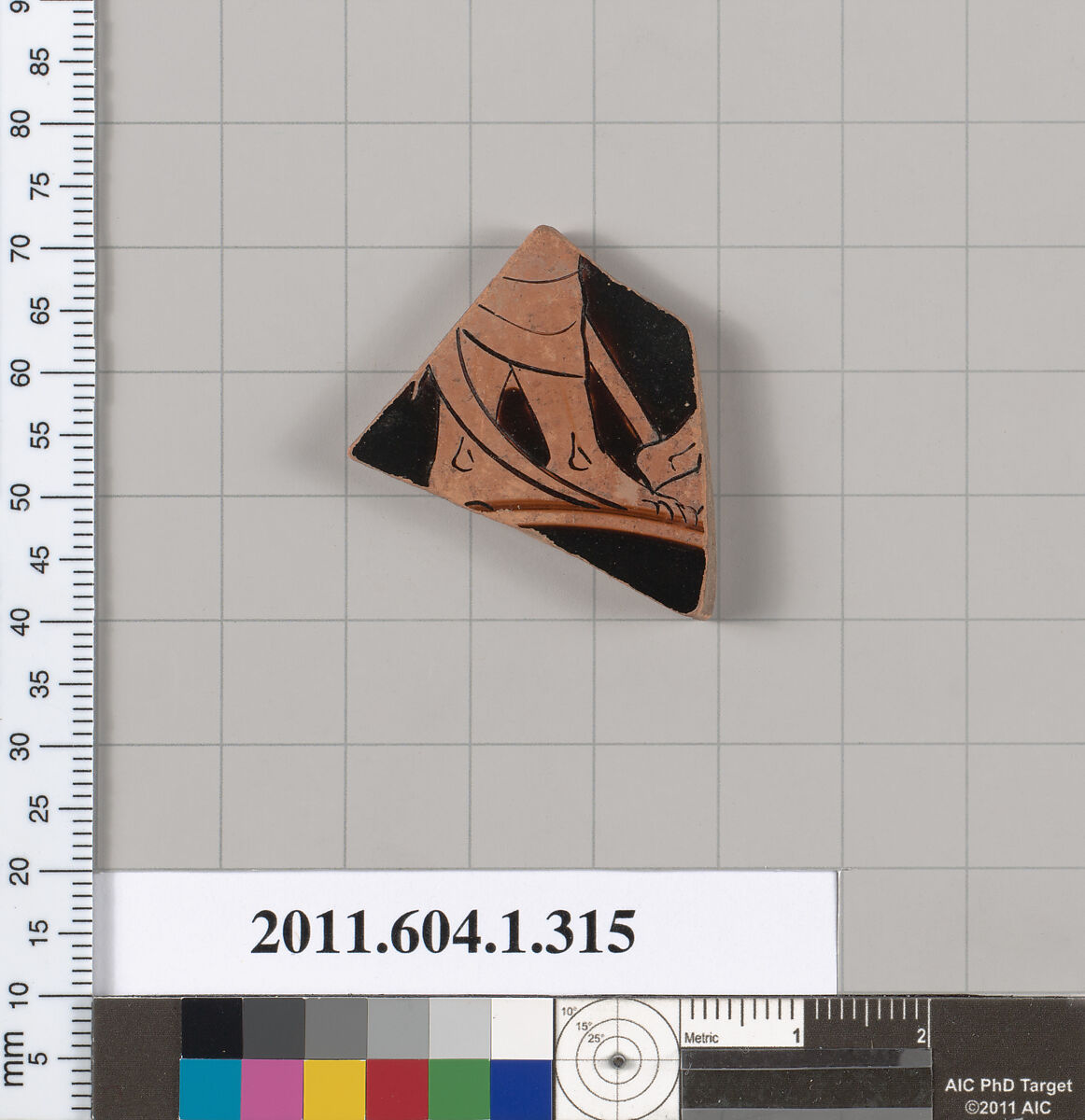 Terracotta fragment of a kylix (drinking cup), Terracotta, Greek, Attic