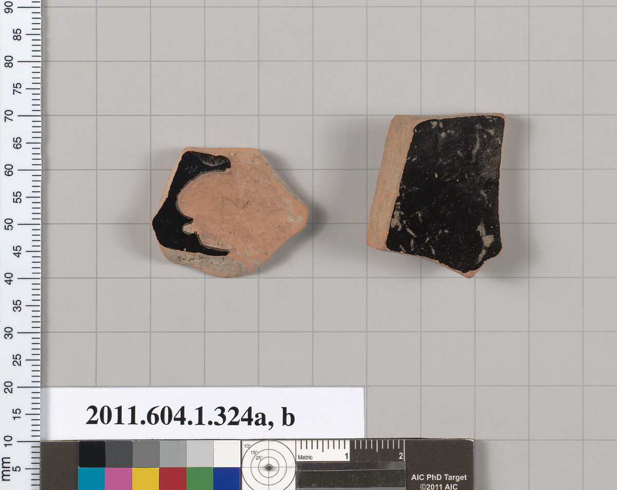 Terracotta fragments of kylikes (drinking cups), Terracotta, Greek, Attic