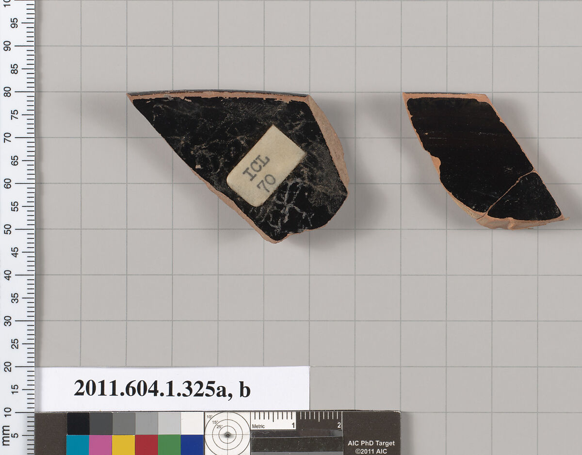 Terracotta rim fragments of kylikes (drinking cups), Terracotta, Greek, Attic