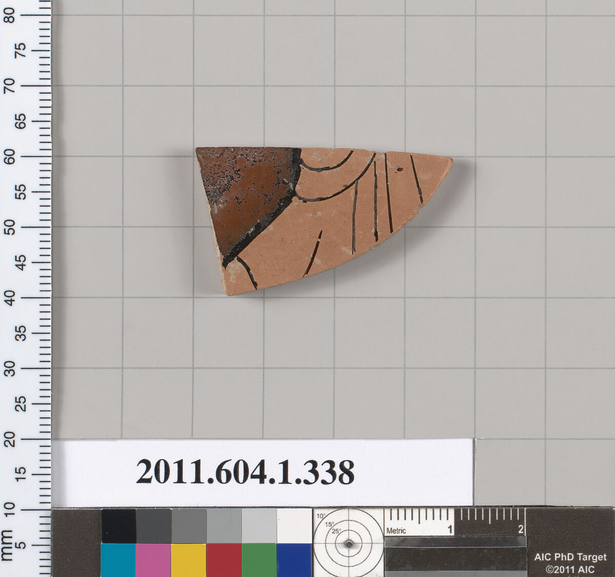 Terracotta fragment of a kylix (drinking cup), Terracotta, Greek, Attic
