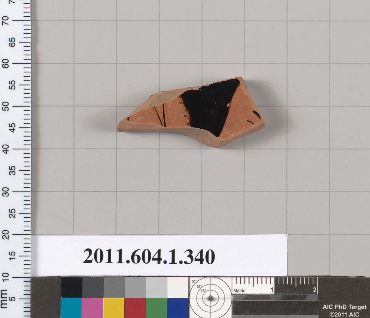 Terracotta fragment of a kylix (drinking cup), Terracotta, Greek, Attic