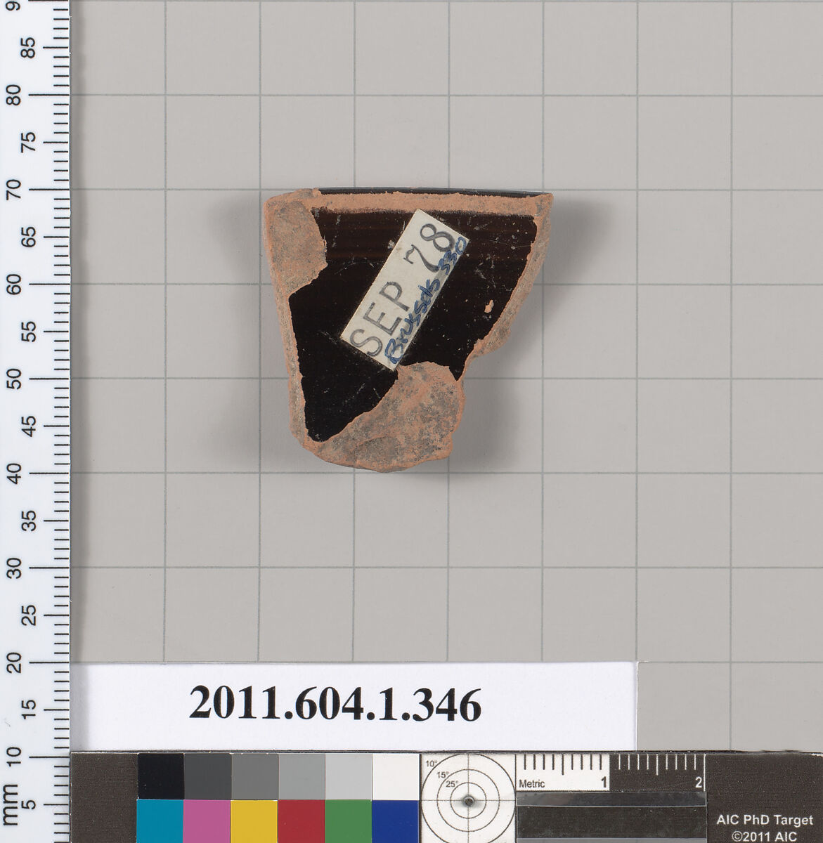 Terracotta rim fragment of a kylix (drinking cup), Terracotta, Greek, Attic