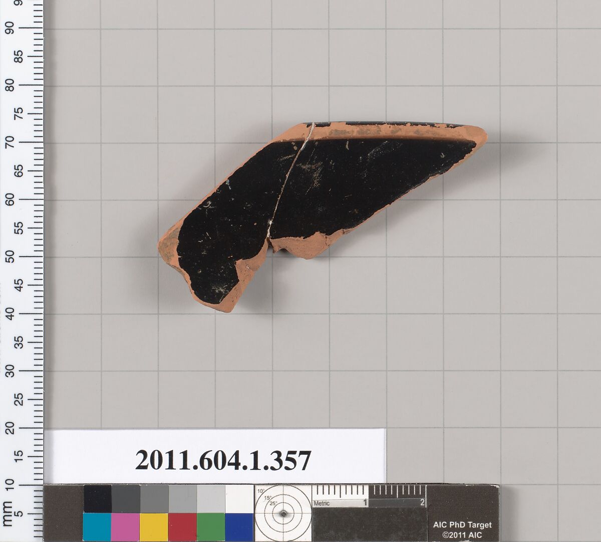 Terracotta rim fragment of a kylix (drinking cup), Terracotta, Greek, Attic
