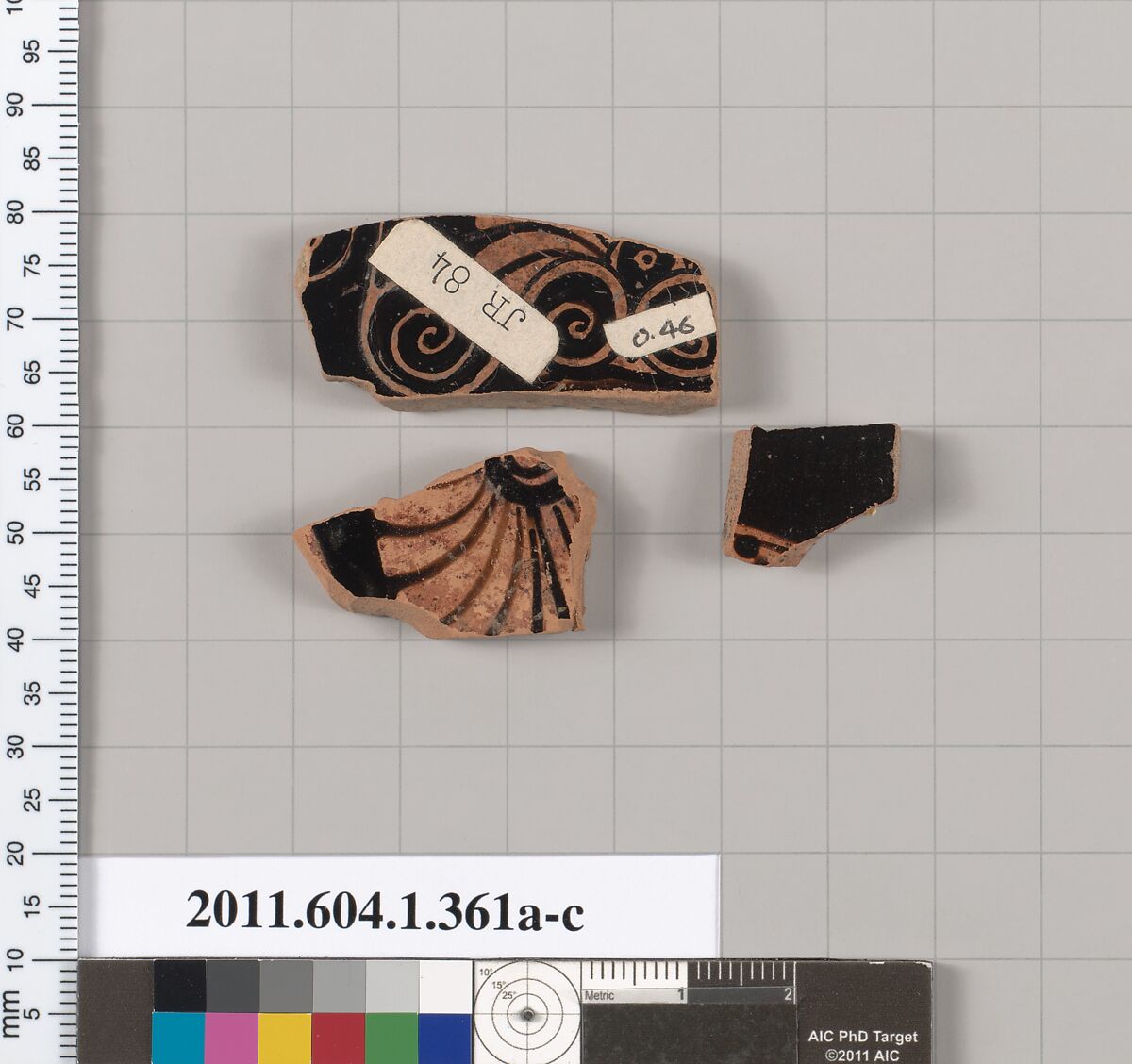 Terracotta fragments of kylikes (drinking cups), Terracotta, Greek, Attic