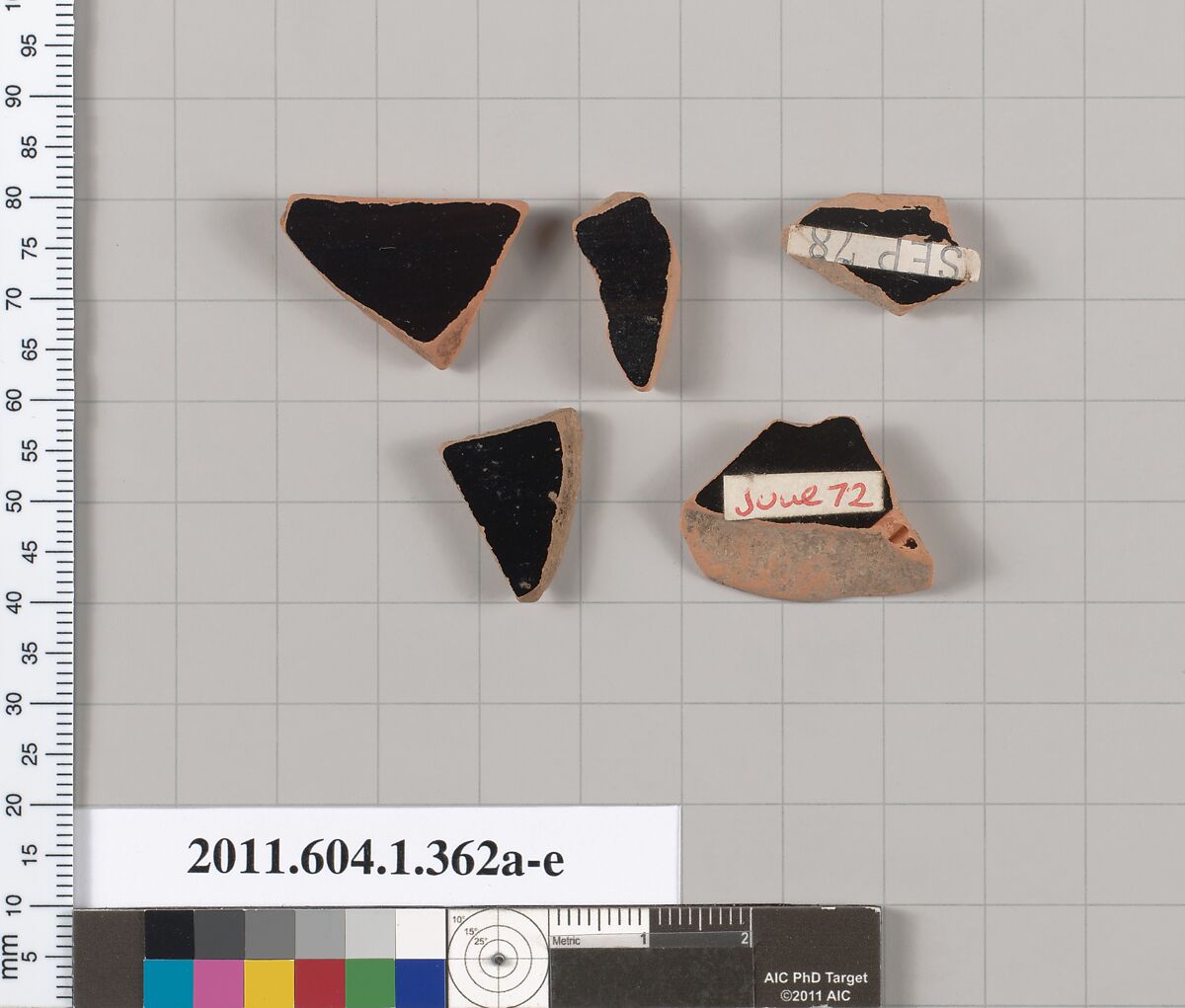Terracotta fragments of kylikes(drinking cups), Terracotta, Greek, Attic
